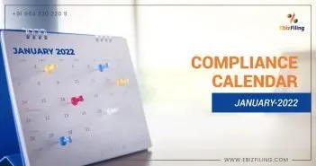 Compliance calendar for the month of January, 2022 Compliance calendar