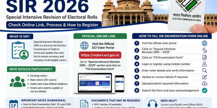 Karnataka SIR 2026 Online Enumeration: Link, Process and How to Register Online